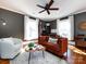 Living room featuring wood floors, gray walls, two sofas, two windows, and a desk at 225 Marion St, Rock Hill, SC 29730