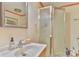 Bathroom featuring a functional single vanity and a walk-in shower at 2577 Kingston St, Newton, NC 28658