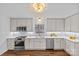 Modern kitchen with stainless steel appliances, white cabinets, quartz countertops, and stylish backsplash at 2913 Archdale Dr, Charlotte, NC 28210