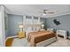 This main bedroom has hardwood floors, large windows and features two white armchairs at 2913 Archdale Dr, Charlotte, NC 28210