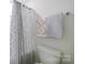 Toilet with patterned shower curtain at 50 Sherwood Nw Ct # Sw50, Concord, NC 28027