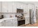 Close up on stainless steel appliances, white cabinetry, quartz countertops, and subway tile backsplash at 1323 Stack Rd, Monroe, NC 28112