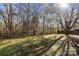 Expansive backyard featuring a well-maintained lawn and mature trees, offering a serene and spacious outdoor environment at 13701 Dawlish Ln, Pineville, NC 28134