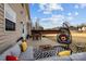 Spacious backyard features a patio with seating, a hanging egg chair, and lush greenery at 252 Legend Dr, Rock Hill, SC 29732