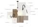 Interior design scheme showcases new finishes, including floor tiles, cabinets, hardware and carpet at 5711 Castlerea Dr, Charlotte, NC 28217