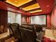 A cozy home theater features plush seating, warm lighting, and a large screen for an immersive viewing experience at 8416 Highgrove St, Charlotte, NC 28277