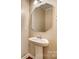 Elegant powder room with pedestal sink and stylish mirror at 876 Summerlake Dr, Fort Mill, SC 29715