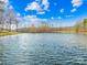 Scenic view of a serene pond surrounded by trees and a beautiful blue sky with fluffy clouds at 164 Linderman Lake Ln, Kings Mountain, NC 28086