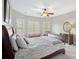 Comfortable bedroom featuring soft, neutral tones, plush bedding, and plenty of natural light from the windows at 8724 Highgrove St, Charlotte, NC 28277