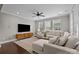 Bright and airy living room with modern decor, stylish furnishings, and a ceiling fan at 1710 Woodward Ave, Charlotte, NC 28206