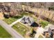A high angle showcases the home's layout, landscaping, and surrounding environment at 233 Catawba Crest Ln, Clover, SC 29710