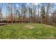 Expansive backyard with lush green grass, mature trees, and privacy fencing in a residential setting at 3549 Sandy E Trl, Fort Mill, SC 29707