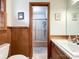 Another view of bathroom with a vanity and a glass enclosed shower at 905 Kemper Cir, Rock Hill, SC 29732