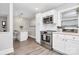 Modern kitchen with stainless steel appliances, white cabinets, and an eat-in island at 914 Crestmere St, Charlotte, NC 28208