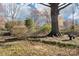 Large backyard with mature trees, providing ample shade and a serene outdoor space for relaxation at 108 Colonial Dr, Kings Mountain, NC 28086