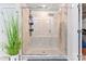 Modern shower with glass door, built-in shelving, and sleek fixtures at 1195 Cavalier Ln, Rock Hill, SC 29730
