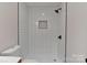 Bathroom with subway tile shower and modern black fixtures at 1356 Ford Dr, Lowell, NC 28098
