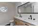 Modern bathroom boasts a dual sink vanity and stylish black fixtures at 1356 Ford Dr, Lowell, NC 28098