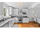 Bright kitchen with stainless steel appliances, white cabinets, and granite countertops at 1626 Beverly Dr, Charlotte, NC 28207