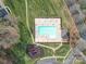 Aerial view showcases the community pool area with chairs, tables, and a nearby playground at 2538 Cherry Bark Oak Ct, Gastonia, NC 28056