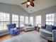 Bright sunroom with vaulted ceiling, multiple windows, and comfortable seating at 2538 Cherry Bark Oak Ct, Gastonia, NC 28056