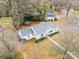 Charming single story home with gray roof, blue shutters, mature trees, and green grass at 3036 Marlowe Ave, Charlotte, NC 28208