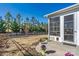 Landscaped backyard featuring a screened-in porch, patio, and black metal fence, perfect for outdoor living and entertaining at 7118 Overjoyed Xing, Charlotte, NC 28215