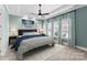 Spacious main bedroom with blue decor, ceiling fan, and large windows for natural light at 917 Herrons Ferry Rd, Rock Hill, SC 29730