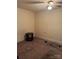 Standard small bedroom with ceiling fan, carpet, and outdated decor at 1140 Mt Vernon Rd, Woodleaf, NC 27054