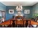 Formal dining room featuring a chandelier, wainscoting, and a large wood table at 300 N Fulton St # 12, Salisbury, NC 28144