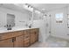 Bathroom featuring double vanity, glass shower and tile floors at 3030 Swallowtail Ln, Kannapolis, NC 28083