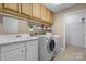 Functional laundry room with sink, cabinets, and a modern washer and dryer at 824 Wynnshire Dr # D, Hickory, NC 28601