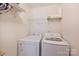 Well-equipped laundry area with modern white washer and dryer and storage shelves, for convenient home chores at 1008 Newton Ave, Rock Hill, SC 29732