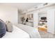 Comfortable main bedroom offering a relaxing view to the living room with stylish design at 1320 Fillmore St # 419, Charlotte, NC 28203