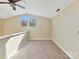 Bedroom featuring vaulted ceilings, carpet, and double windows at 13424 Portside Ct, Charlotte, NC 28278