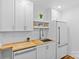 Bright kitchen features white cabinets, butcher block counters, stainless steel sink, and stainless steel dishwasher at 1517 Cleveland Ave # D, Charlotte, NC 28203
