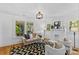 Bright living room featuring hardwood floors, fireplace, and large windows at 1517 Cleveland Ave # D, Charlotte, NC 28203