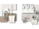 Bathroom design featuring a modern faucet, pendant lighting, shower head, and a selection of stylish neutral-toned tiles at 17018 Malone Ln, Mint Hill, NC 28227
