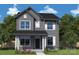 Charming two-story home featuring a symmetrical facade, gray siding, black roof, and bright white window trim at 17018 Malone Ln, Mint Hill, NC 28227
