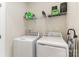 Efficient laundry room equipped with a modern washer, dryer, and storage shelves at 2061 Dornoch Rd, Fort Mill, SC 29708