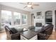 Spacious living room with fireplace, ample sunlight, and hardwood floors at 3329 Brownes Creek Rd, Charlotte, NC 28269