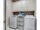 Functional laundry room with storage cabinets and a modern washer and dryer at 8146 Viscount Ct, Denver, NC 28037