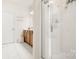 Bathroom with a glass-enclosed shower, vanity, and tiled floors at 8534 Loxton Cir, Charlotte, NC 28214