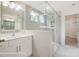 A bathroom featuring glass enclosed shower and double sink vanity at 2783 Ashton Park Ln # 67, Monroe, NC 28110