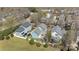 An aerial view of a home with a manicured lawn in a suburban neighborhood at 3208 Fifth Baxter Xing, Fort Mill, SC 29708