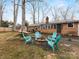 Cozy backyard featuring a fire pit, seating area, patio, and hammock at 3350 Bonneville Dr, Charlotte, NC 28205
