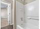 Tiled shower adjacent to bedroom featuring clean lines and minimalist design at 4139 N Course Dr, Charlotte, NC 28277