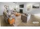 Bright living room featuring a fireplace, large windows, and modern furniture at 4219 Robinwood Dr, Charlotte, NC 28212