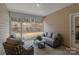 Relaxing screened-in patio features comfortable seating and view of the backyard at 4720 Maiden Creek Way, Maiden, NC 28650