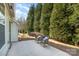 Outdoor patio featuring tall hedges and wicker chairs with decorative pillows at 620 Amethyst Cir, Fort Mill, SC 29708